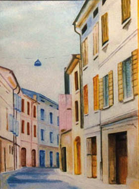 Via Milazzo dipinta da Giuliana Mecugni