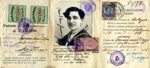 Patente di guida di Frassinesi Anna detta Maria emessa in data 5 gennaio 1926