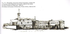 Disegno del Paltrinieri dei fabbricati del convento e chiesa di S.Francesco nel 1816-23
