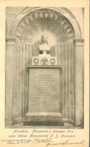 Monumento a G.Pico in S.Francesco la cui inaugurazione venne organizzata dal Paltrinieri