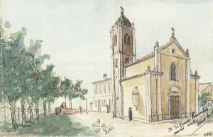 Acquerello donato al parroco di San Martino Carano affinchè aiutasse il suo amico Rino Belloni a proseguire gli studi a Modena.