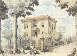 La casa della zia Dorvilla a Mirandola, dipinta nel 49
