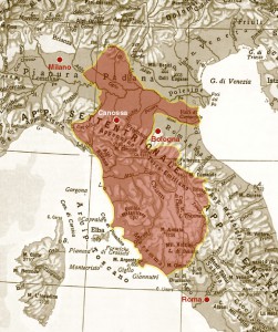 Mappa delle terre di Matilde di Canossa