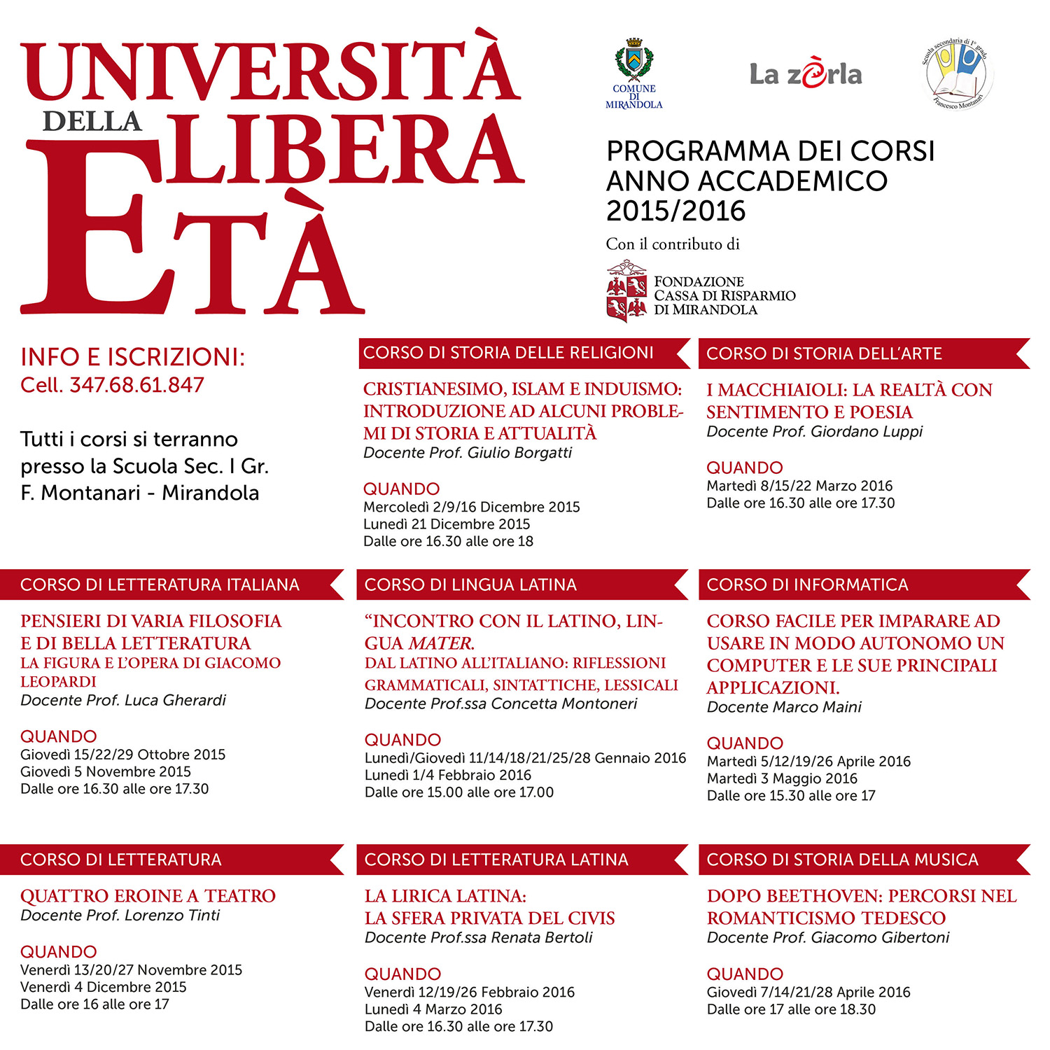 Università della Libera Età Tutto il programma AL BARNARDON