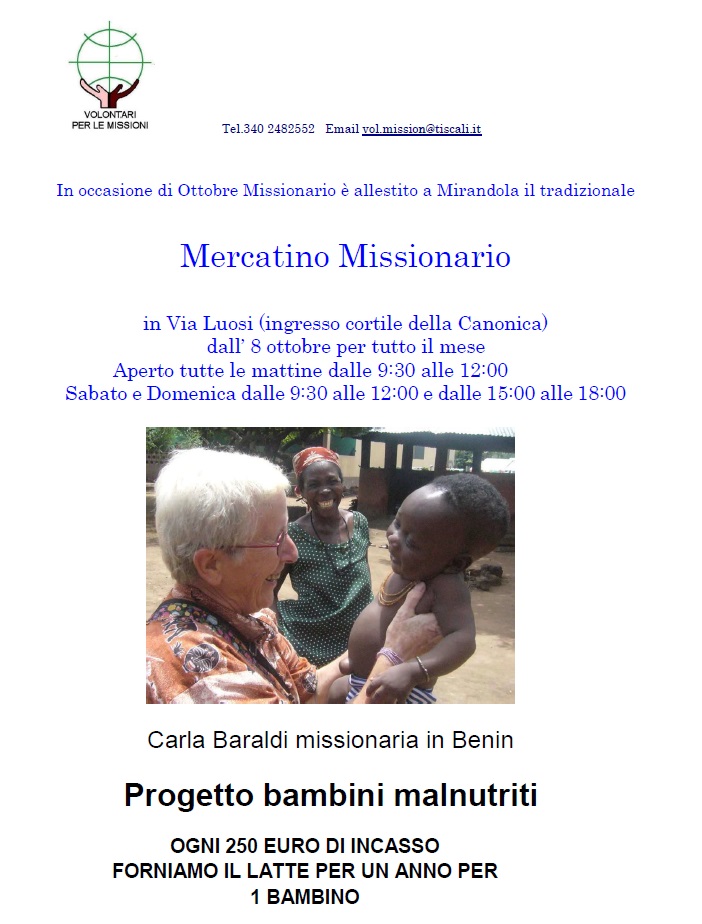 Dal 8 ottobre 2016 MERCATO MISSIONARIO