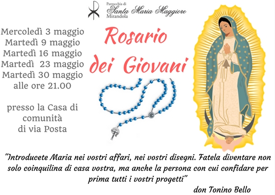 dal 9 maggio rosario dei giovani