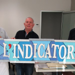 Da sinistra, l'artista Sauro Sabattini, Claudio Sgarbanti dello staff del Sindaco ed il Sindaco Alberto Greco