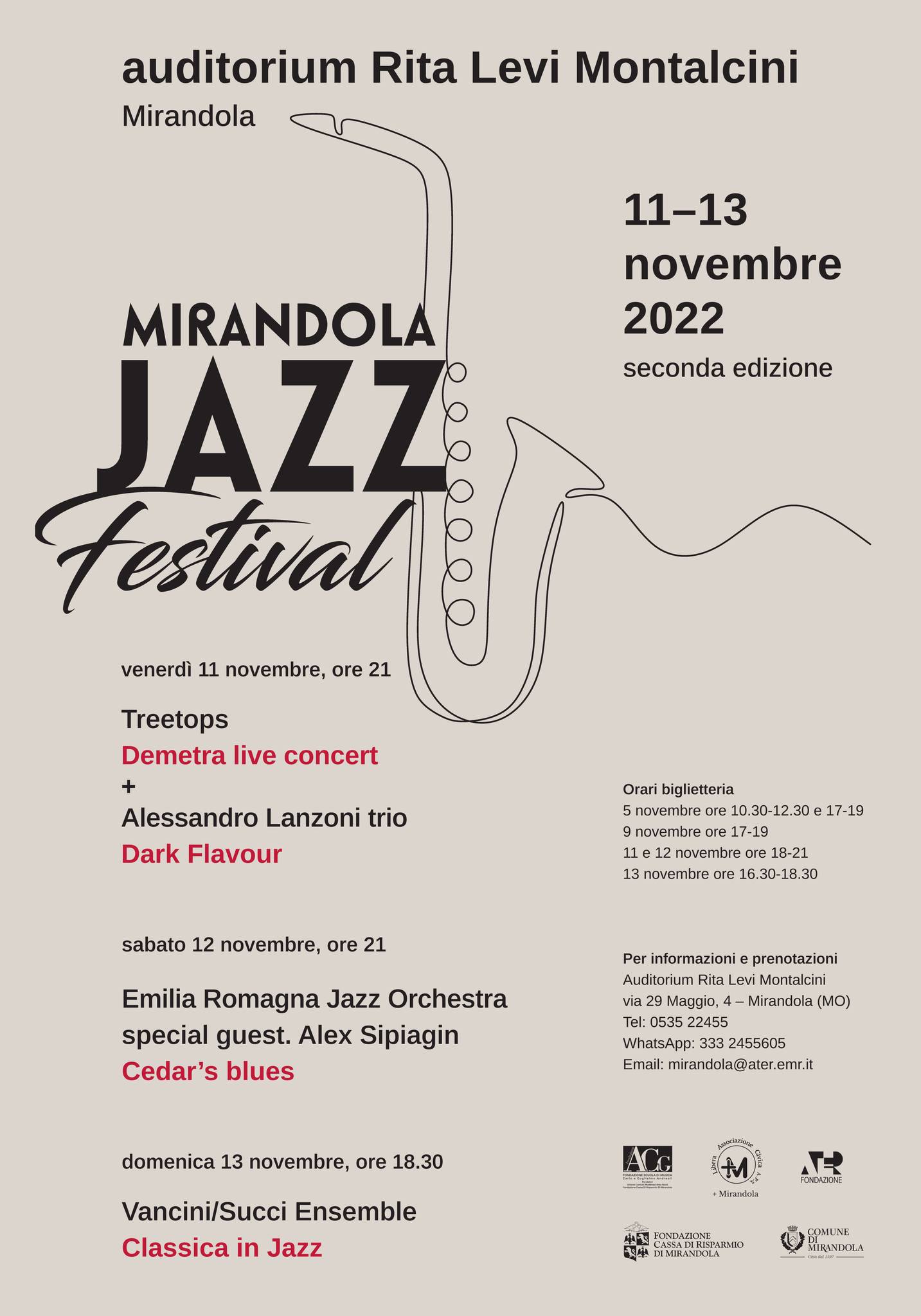 Venerdì 11 Novembre a Mirandola Mirandola Jazz Festival, gli artisti