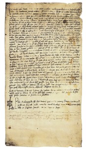 Pergamena del 12 ottobre 1508 relativa alla bonifica della fossa del Borgo di S. Francesco
